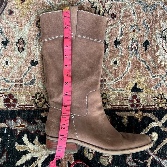 Nine West Tan Suede Square Toe Low Block Heel Boots Size 7 - Picture 12 of 13